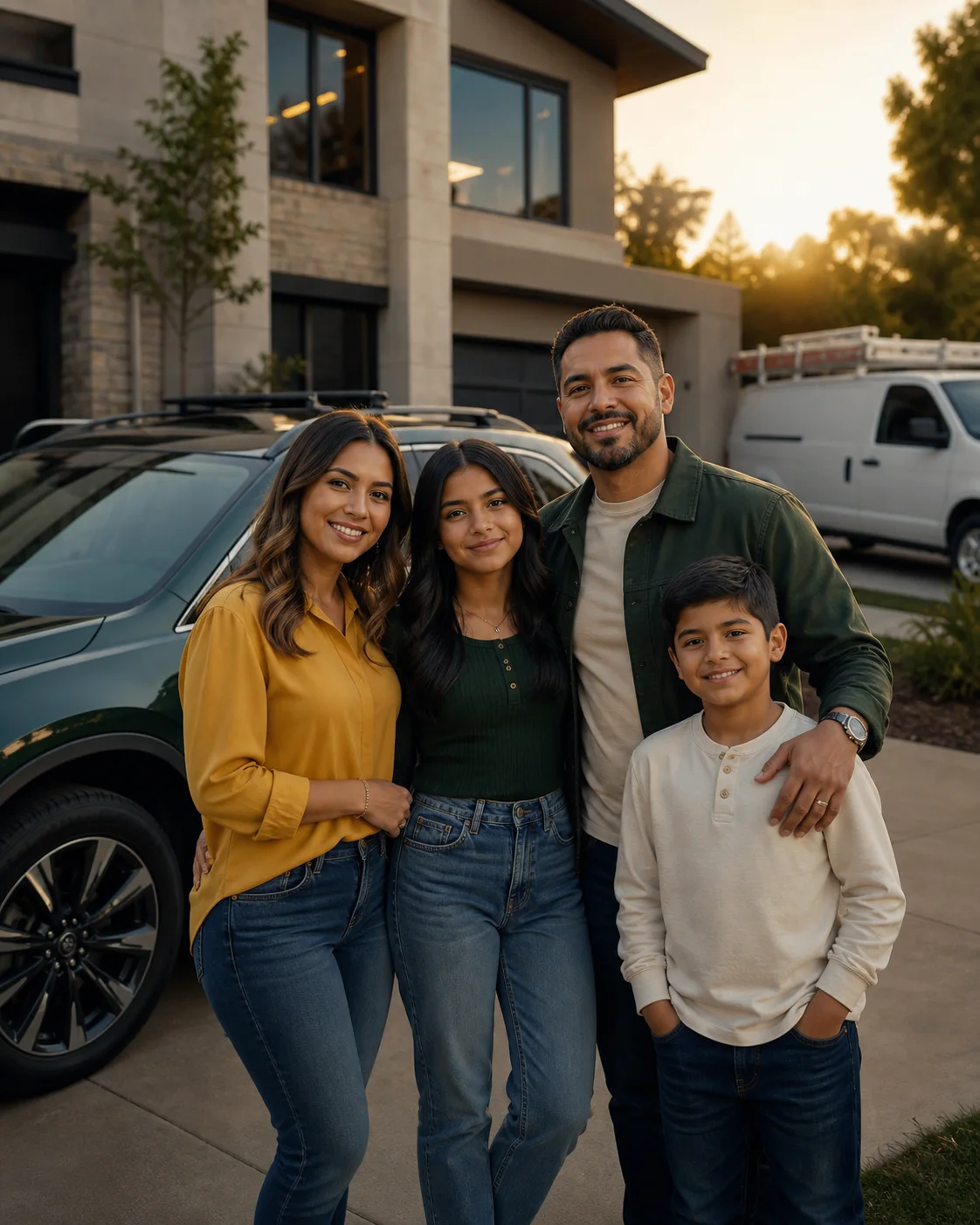 A family protected by home, auto, life and business insurance